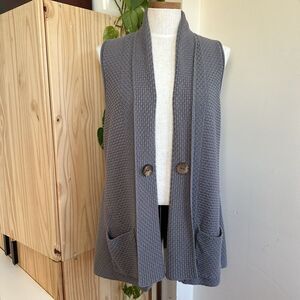 Habitat Clothes To Live In Longline Sweater Vest Tunic‎ M Gray Open Front Chunky